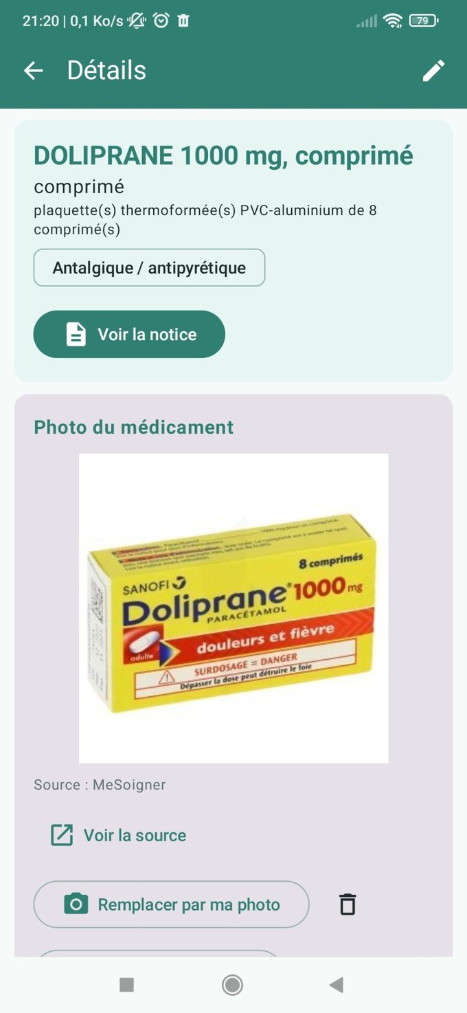 Fiche produit — capture de l’application