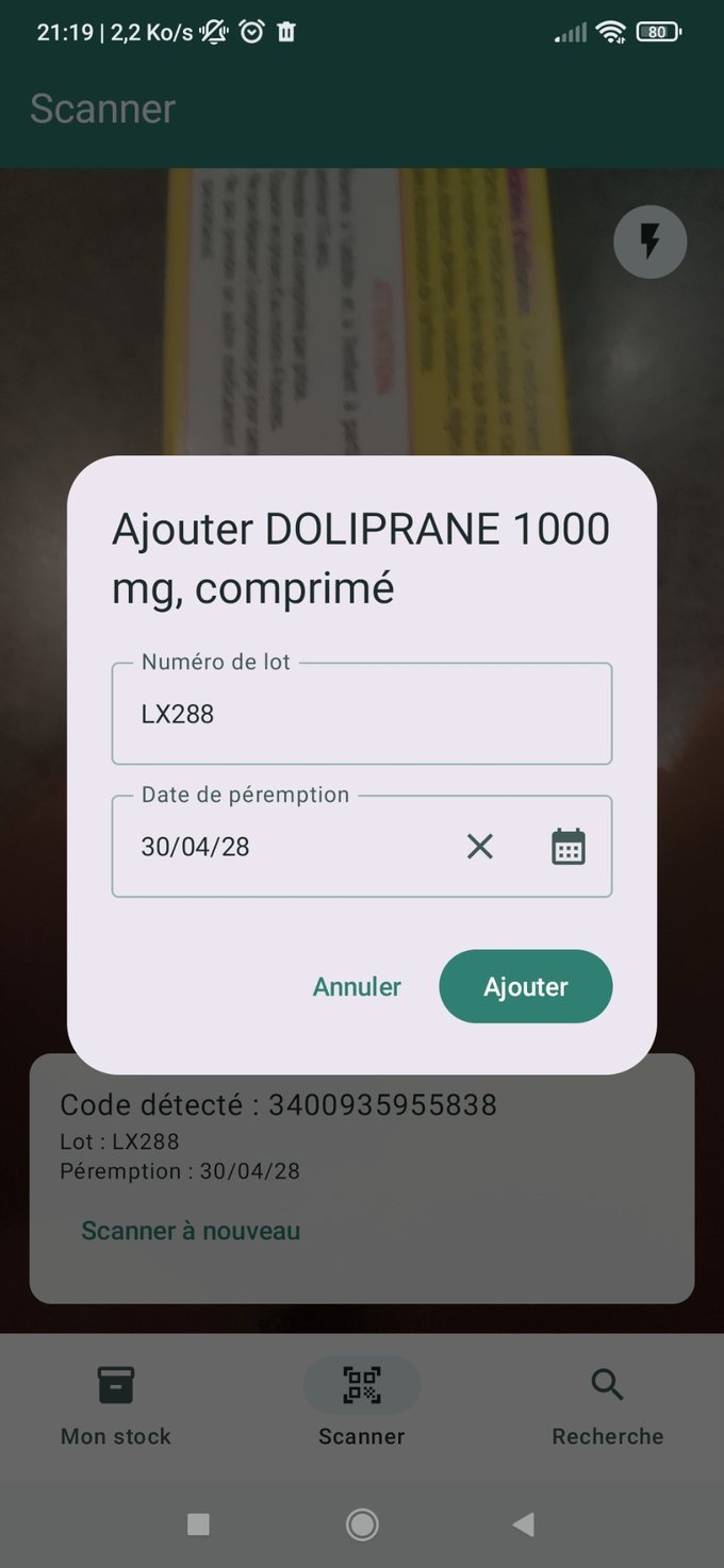 Scan des médicaments — capture de l’application